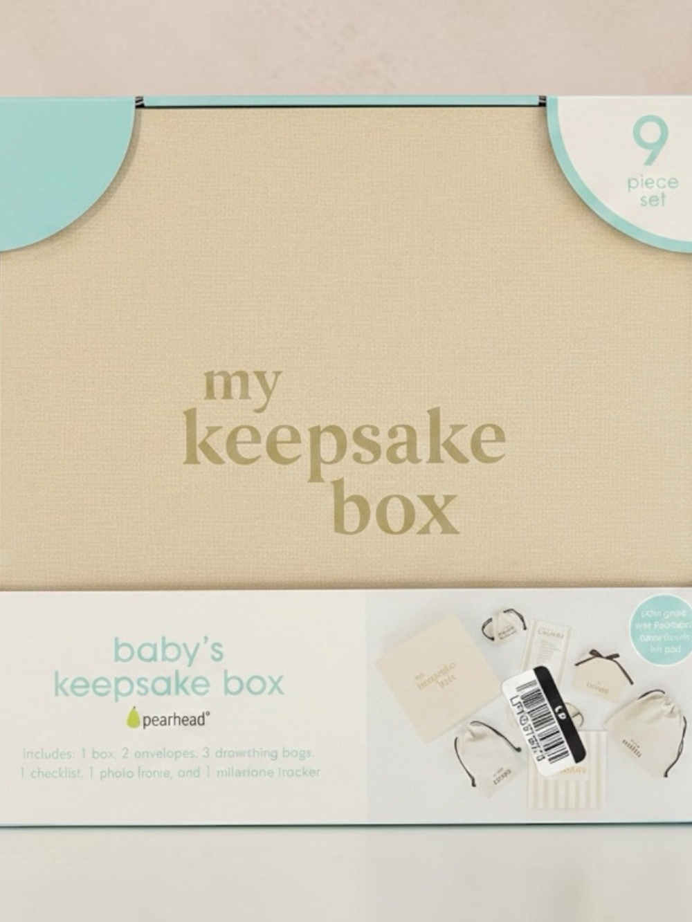 Pearhead My Keepsake Box - Cream Baby Keepsake Organizer (9-Piece Set)